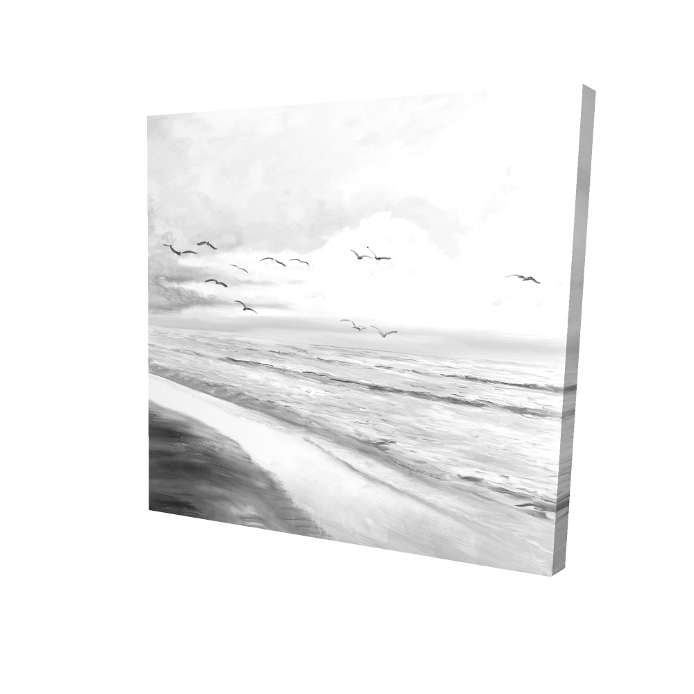 Toile 24 x 24 - 3D - Coucher de soleil tropical monochrome