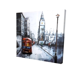 Canvas 24 x 24 - 3D - Abstract london and red bus