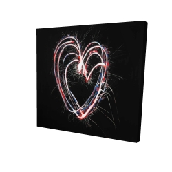 Feux d'artifices en coeur rouge et bleu