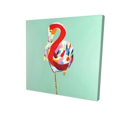 Canvas 36 x 36 - 3D - Colorful abstract flamingo