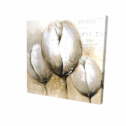 Three tulips with typography