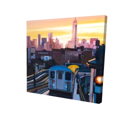 Canvas 36 x 36 - 3D - Sunset over the subway in new-york