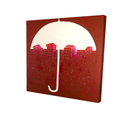Canvas 48 x 48 - 3D - Red city under umbrella