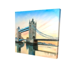 Canvas 36 x 36 - 3D - Sunset on the london bridge