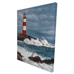 Canvas 36 x 48 - 3D - Lighthouse at the edge of the sea unleashed