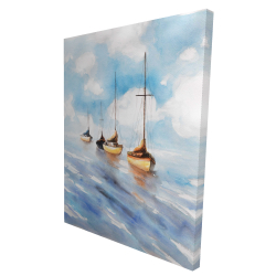 Canvas 36 x 48 - 3D - Sailboats in the sea