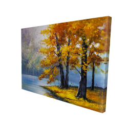 Canvas 36 x 48 - 3D - Two trees by the lake