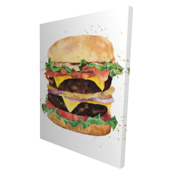 Cheeseburger double tout garni à l'aquarelle