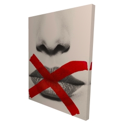Canvas 36 x 48 - 3D - Grayscale lips with a red x