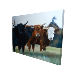 Canvas 36 x 48 - 3D - Four highland cows