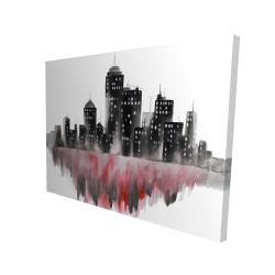 Canvas 36 x 48 - 3D - Red watercolor cityscape