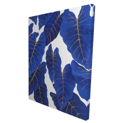 Canvas 36 x 48 - 3D - Tropical abstract blue leaves