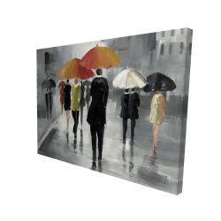 Canvas 36 x 48 - 3D - Street scene with umbrellas