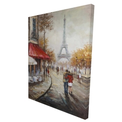 Canvas 36 x 48 - 3D - Couple walking in paris street