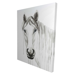 Canvas 36 x 48 - 3D - Solitary white horse