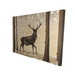 Canvas 36 x 48 - 3D - Roe deer in a winter landscape