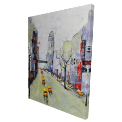 Gray street with yellow and red accents