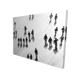 Overhead view of people on the street