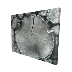 Toile 48 x 60 - 3D - Bûches de bois empilées