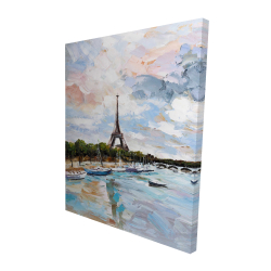 Canvas 48 x 60 - 3D - Boats on the seine at paris