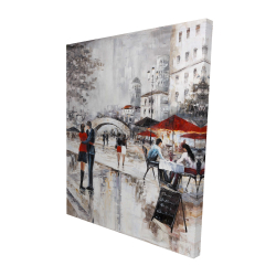 Canvas 48 x 60 - 3D - Young couple hugging in the street