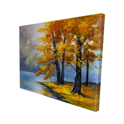 Canvas 48 x 60 - 3D - Two trees by the lake