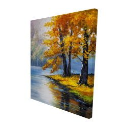 Canvas 48 x 60 - 3D - Two trees by the lake