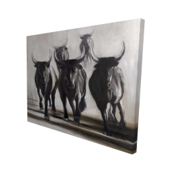 Canvas 48 x 60 - 3D - Running fierce bulls