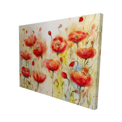 Canvas 48 x 60 - 3D - Red flowers garden