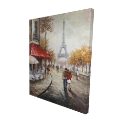 Canvas 48 x 60 - 3D - Couple walking in paris street