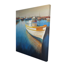 Canvas 48 x 60 - 3D - Fishing boats at the marina