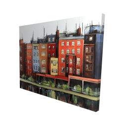 Canvas 48 x 60 - 3D - Boston fall colors buildings