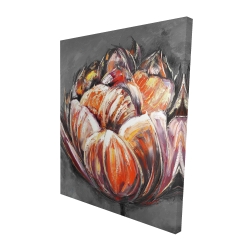 Toile 48 x 60 - 3D - Tulipe orangé double et abstraite