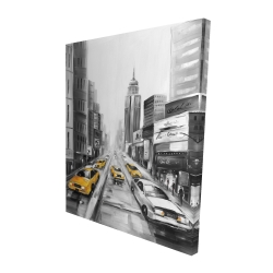 Canvas 48 x 60 - 3D - Yellow taxis in new york