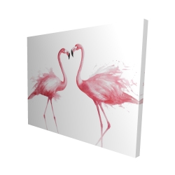 Two pink flamingo watercolor