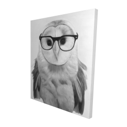 Canvas 48 x 60 - 3D - Realistic barn owl with glasses
