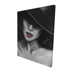 Canvas 48 x 60 - 3D - Mysterious red lips lady