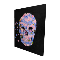Canvas 48 x 60 - 3D - Skull of flowers in flight