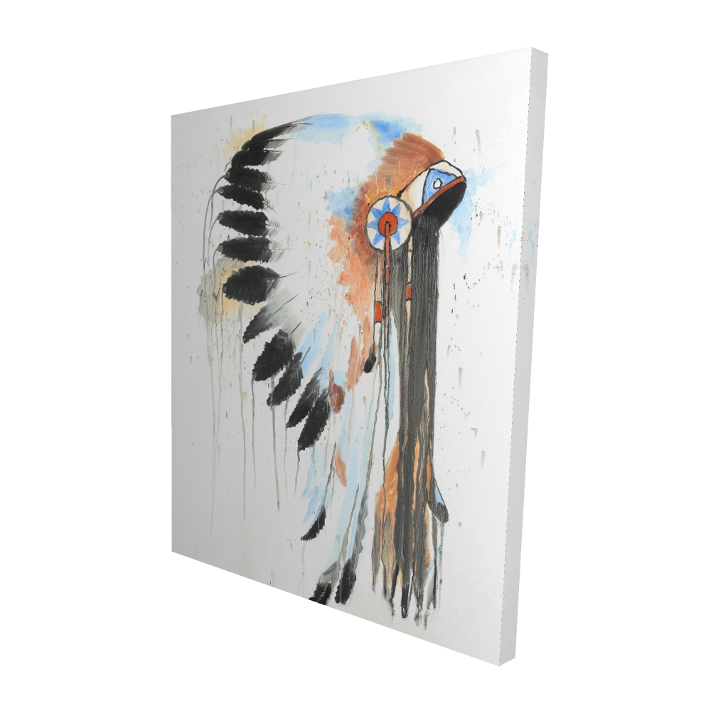 A2  2 x street art painting PRINT INDIAN BLUE FEATHER NATIVE AMERICAN  POSTER 
