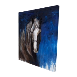 Brown horse on blue background