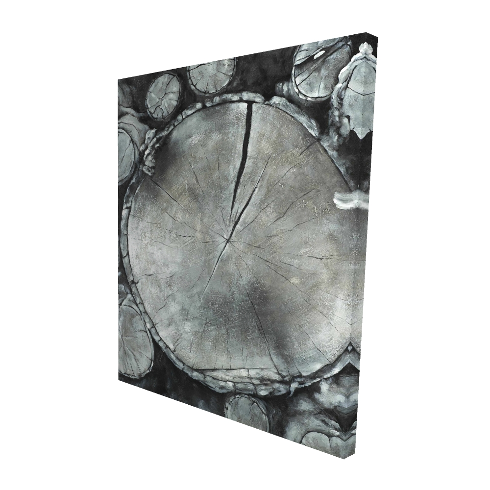 Toile 48 x 60 - 3D - Bûches de bois empilées