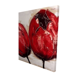Canvas 48 x 60 - 3D - Two red tulips