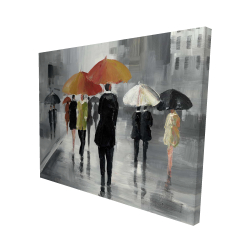 Canvas 48 x 60 - 3D - Street scene with umbrellas