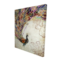 Canvas 48 x 60 - 3D - Peacock with gold feathers