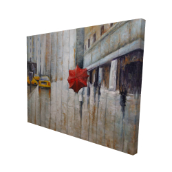 Canvas 48 x 60 - 3D - Red umbrella in the street