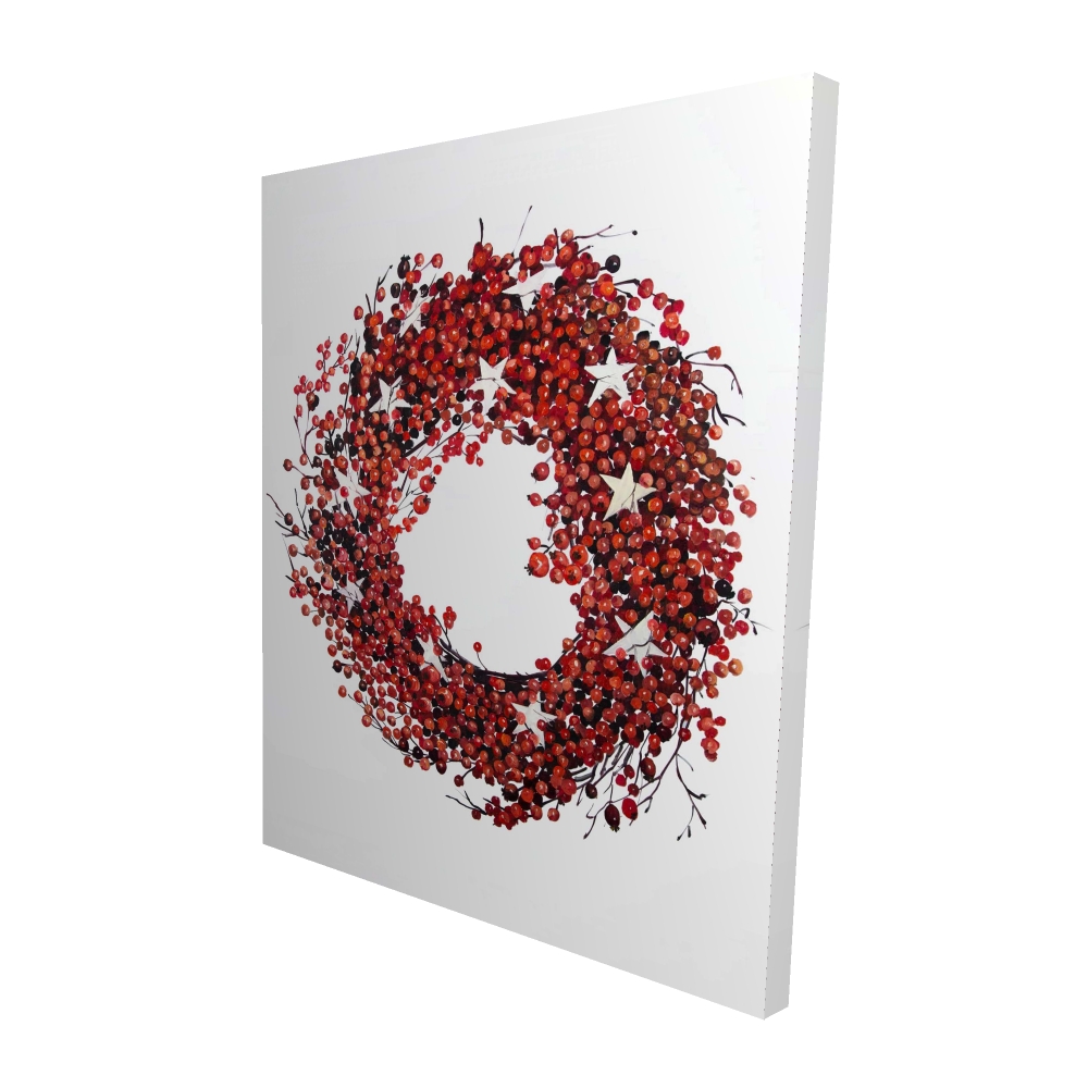 Canvas 48 x 60 - 3D - Red berry wreath