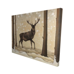 Canvas 48 x 60 - 3D - Roe deer in a winter landscape