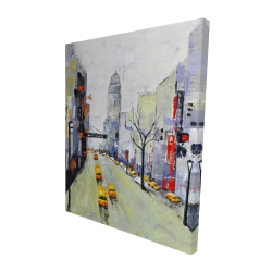 Gray street with yellow and red accents