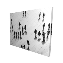 Overhead view of people on the street