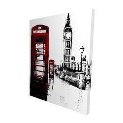 Canvas 48 x 60 - 3D - Telephone box and big ben of london